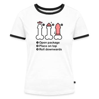 Condom Hand - Frauen Kontrast-T-Shirt - Weiß/Schwarz - Vorne - Selfina (174cm)