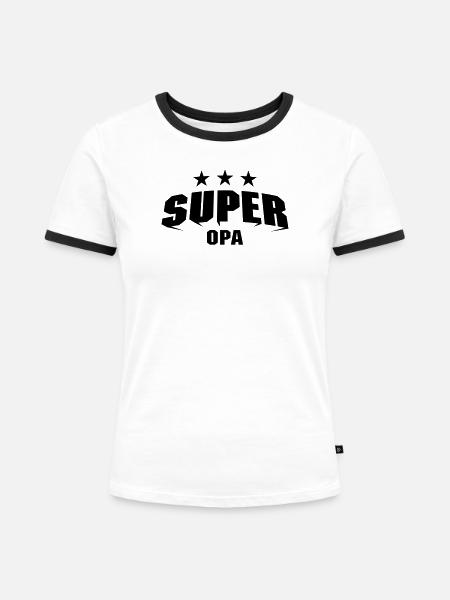 Super Opa - Frauen Kontrast-T-Shirt - Weiß/Schwarz
