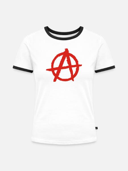 anarchy - Frauen Kontrast-T-Shirt - Weiß/Schwarz