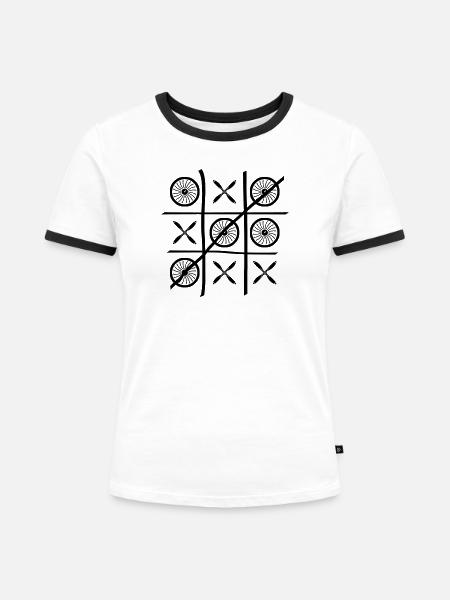 TicTacToe - Frauen Kontrast-T-Shirt - Weiß/Schwarz