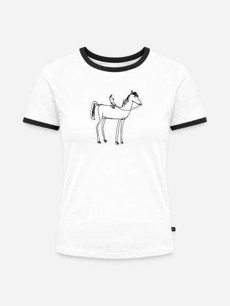 Ausritt auf dem Pferdchen - Frauen Kontrast-T-Shirt - Weiß/Schwarz
