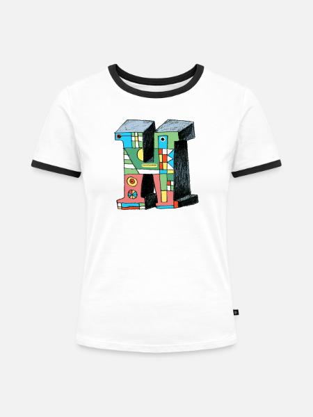 Buchstabe H - Frauen Kontrast-T-Shirt - Weiß/Schwarz