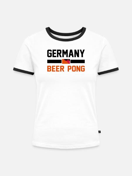 Germany Beer Pong - Frauen Kontrast-T-Shirt - Weiß/Schwarz