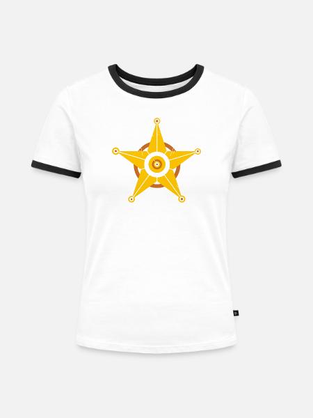 Sheriff Stern - Frauen Kontrast-T-Shirt - Weiß/Schwarz