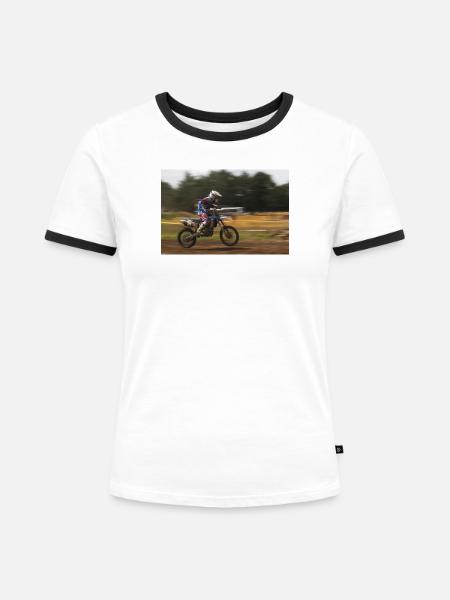 Motocross Action - Frauen Kontrast-T-Shirt - Weiß/Schwarz
