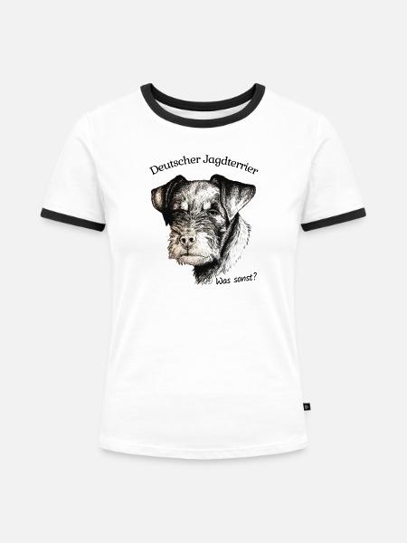 Jagdterrier - Was sonst? - Frauen Kontrast-T-Shirt - Weiß/Schwarz
