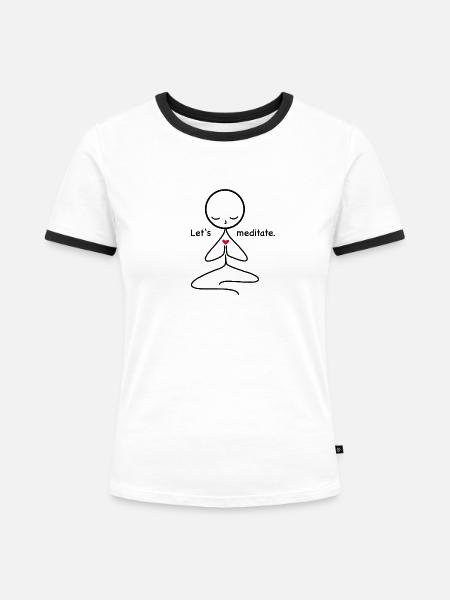 Meditation - Frauen Kontrast-T-Shirt - Weiß/Schwarz