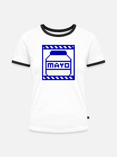 Mayo - Frauen Kontrast-T-Shirt - Weiß/Schwarz
