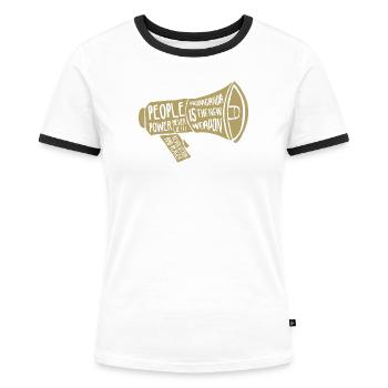 Propaganda ! - Frauen Kontrast-T-Shirt - Weiß/Schwarz - Vorne - Selfina (174cm)