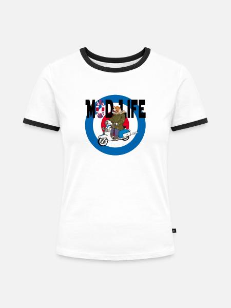 Mod Leben - Frauen Kontrast-T-Shirt - Weiß/Schwarz