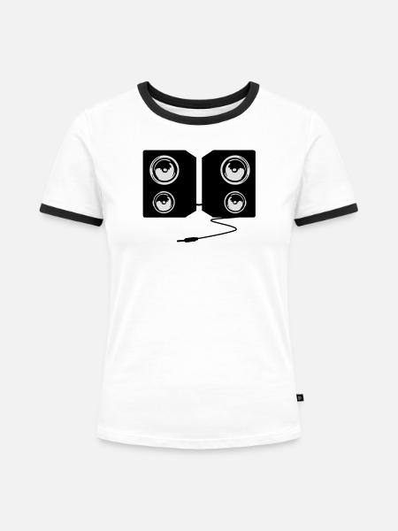 stereo musik - Frauen Kontrast-T-Shirt - Weiß/Schwarz