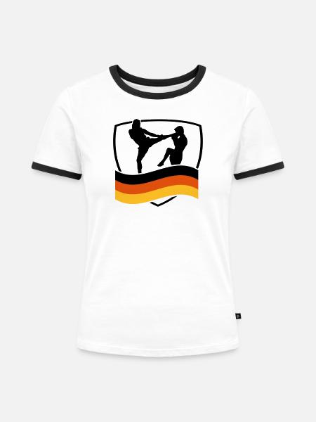 deutschland_kampfsport_1 - Frauen Kontrast-T-Shirt - Weiß/Schwarz