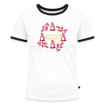 Advent - Frauen Kontrast-T-Shirt - Weiß/Schwarz - Vorne - Selfina (174cm)
