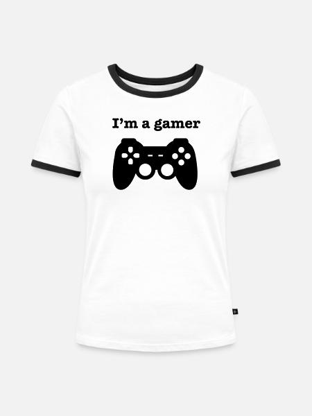 Gamer Spiele - Frauen Kontrast-T-Shirt - Weiß/Schwarz