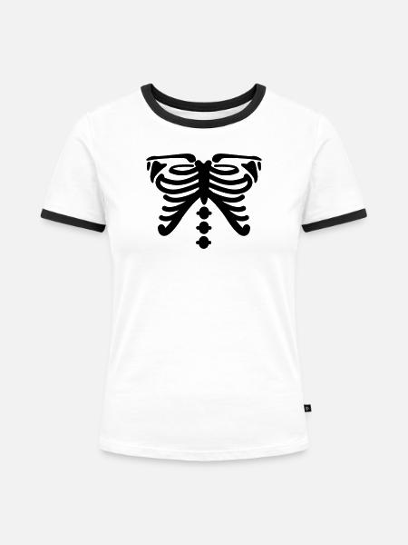 Skelett - Frauen Kontrast-T-Shirt - Weiß/Schwarz