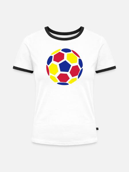 Kolumbien Ball - Frauen Kontrast-T-Shirt - Weiß/Schwarz