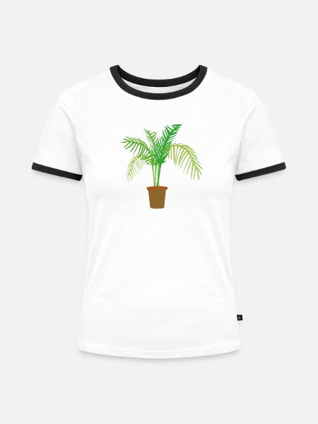 palm tree - Frauen Kontrast-T-Shirt - Weiß/Schwarz