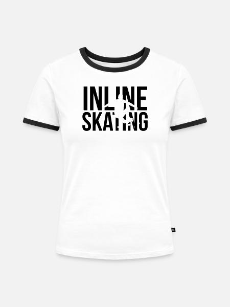 inline skating - Frauen Kontrast-T-Shirt - Weiß/Schwarz