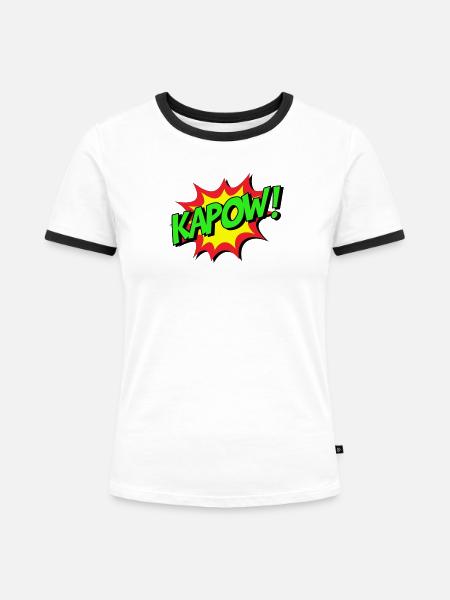 KAPOW Comic Explosion - Frauen Kontrast-T-Shirt - Weiß/Schwarz