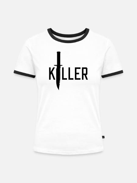 Killer - Frauen Kontrast-T-Shirt - Weiß/Schwarz