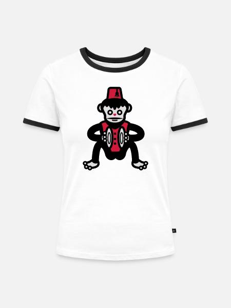 monkey affe ape - Frauen Kontrast-T-Shirt - Weiß/Schwarz
