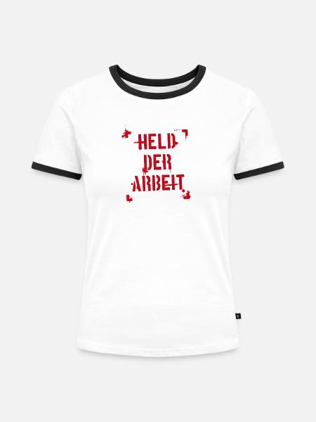 Held der Arbeit - rot - Frauen Kontrast-T-Shirt - Weiß/Schwarz