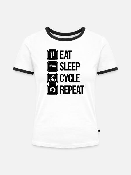 Radfahren - Frauen Kontrast-T-Shirt - Weiß/Schwarz