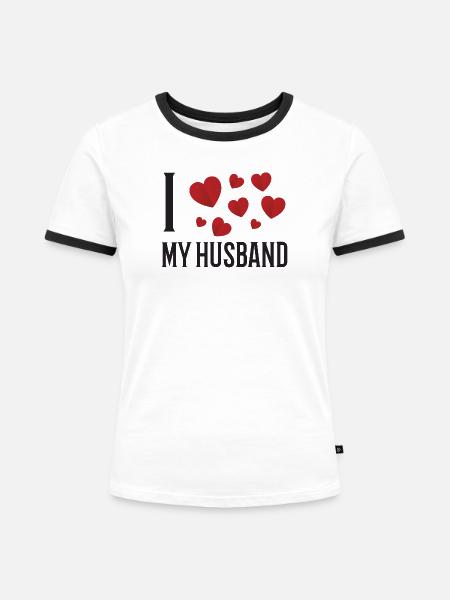Ich liebe meinen Ehemann - Frauen Kontrast-T-Shirt - Weiß/Schwarz