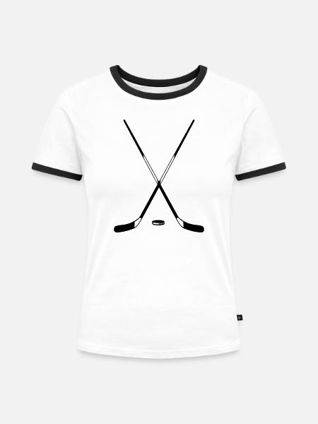 Eishockey - Frauen Kontrast-T-Shirt - Weiß/Schwarz