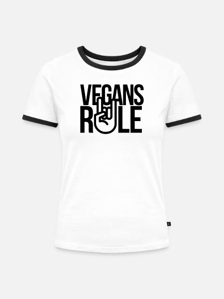 vegans rule - Frauen Kontrast-T-Shirt - Weiß/Schwarz