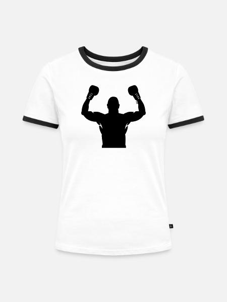 Boxen - Frauen Kontrast-T-Shirt - Weiß/Schwarz