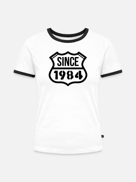 1984 - Frauen Kontrast-T-Shirt - Weiß/Schwarz
