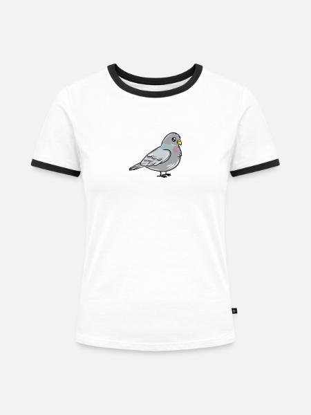 Taube - Frauen Kontrast-T-Shirt - Weiß/Schwarz
