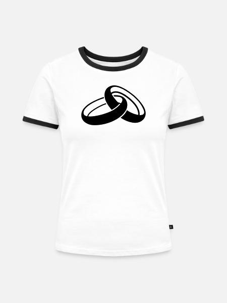 Hochzeit - Frauen Kontrast-T-Shirt - Weiß/Schwarz