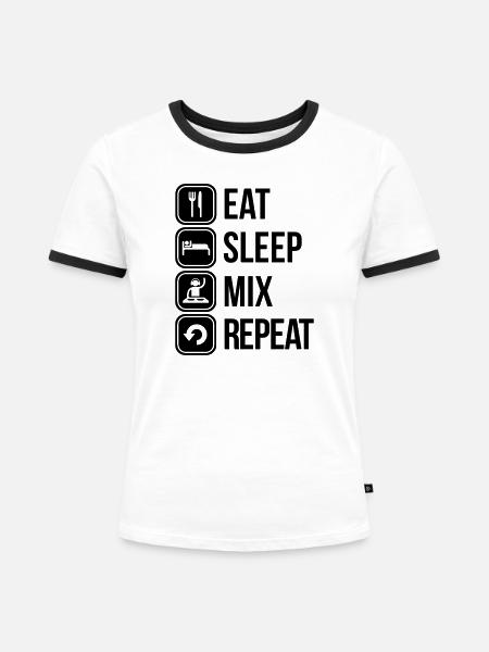 eat sleep mix repeat - Frauen Kontrast-T-Shirt - Weiß/Schwarz