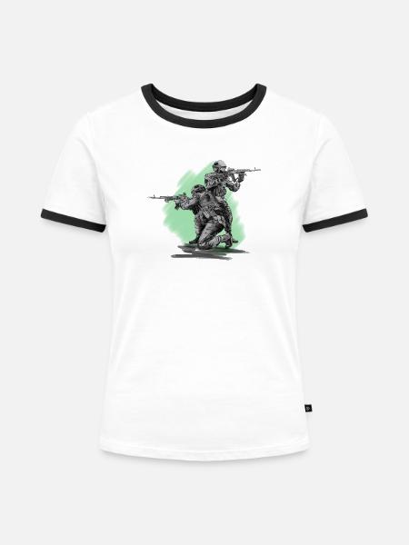 Special Forces - Frauen Kontrast-T-Shirt - Weiß/Schwarz
