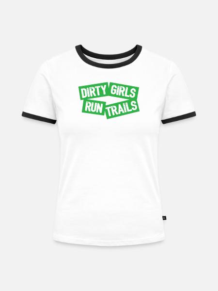 Schmutzige Mädchen laufen Spuren - Frauen Kontrast-T-Shirt - Weiß/Schwarz