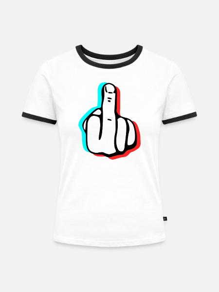Fuck Finger - Frauen Kontrast-T-Shirt - Weiß/Schwarz
