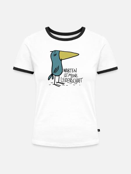 warten - Frauen Kontrast-T-Shirt - Weiß/Schwarz