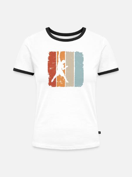 Klettern climbing Kletterer Bergsteigen Gipfel - Frauen Kontrast-T-Shirt - Weiß/Schwarz