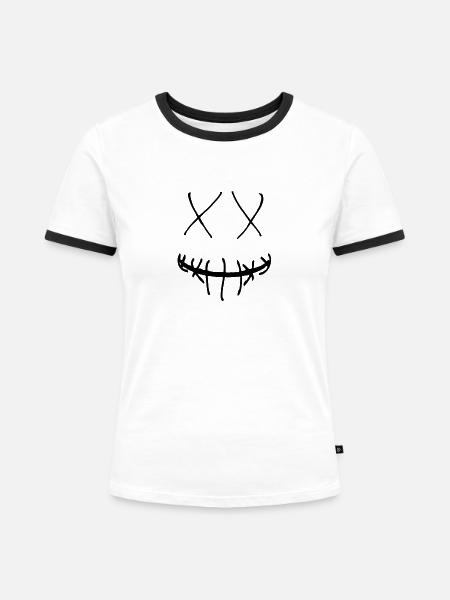 Fröhliches Gesicht Design - Geschenk Geschenkidee - Frauen Kontrast-T-Shirt - Weiß/Schwarz