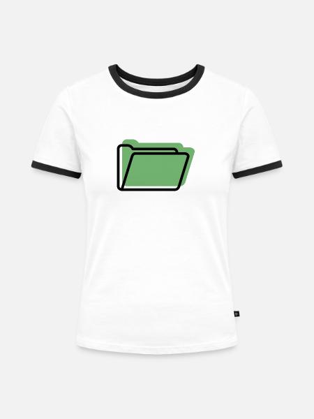 Grüner Aktenordner Linienstil - Frauen Kontrast-T-Shirt - Weiß/Schwarz