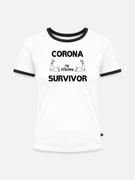 CORONA ÜBERLEBENDER - Frauen Kontrast-T-Shirt - Weiß/Schwarz