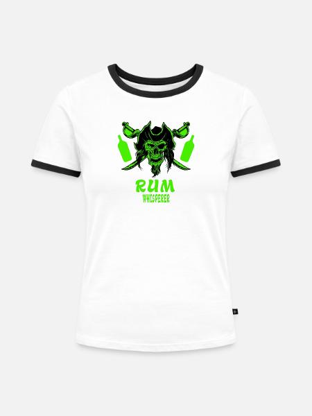 Rum Flüsterer - Frauen Kontrast-T-Shirt - Weiß/Schwarz