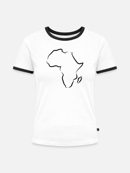 Afrika-Übersicht - Frauen Kontrast-T-Shirt - Weiß/Schwarz