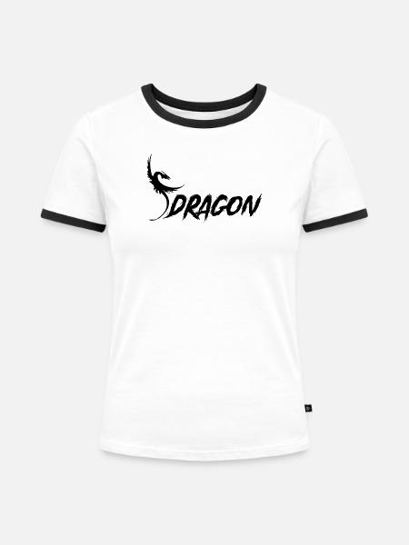 Dragon - Drache - Frauen Kontrast-T-Shirt - Weiß/Schwarz
