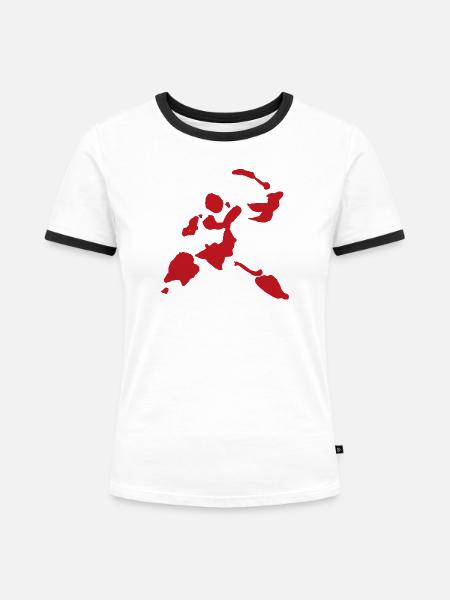 Blutspritzer Schwerkämpfer Krieger Figur - Frauen Kontrast-T-Shirt - Weiß/Schwarz