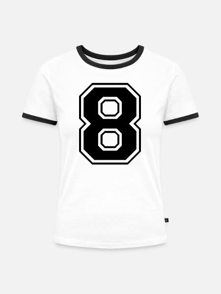 Rugby Rugby mit 8 Nummern - Frauen Kontrast-T-Shirt - Weiß/Schwarz