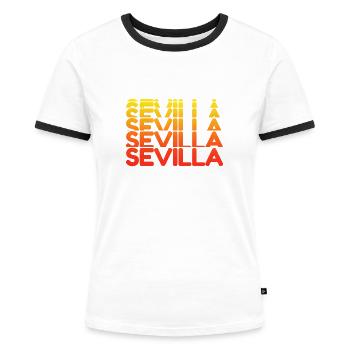 Sevilla - Frauen Kontrast-T-Shirt - Weiß/Schwarz - Vorne - Selfina (174cm)