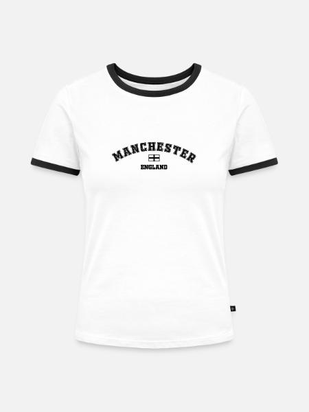 Manchester - Frauen Kontrast-T-Shirt - Weiß/Schwarz
